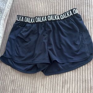 Blue Athletic Shorts with Elastic Waistband and Moisture-Wicking Fabric
